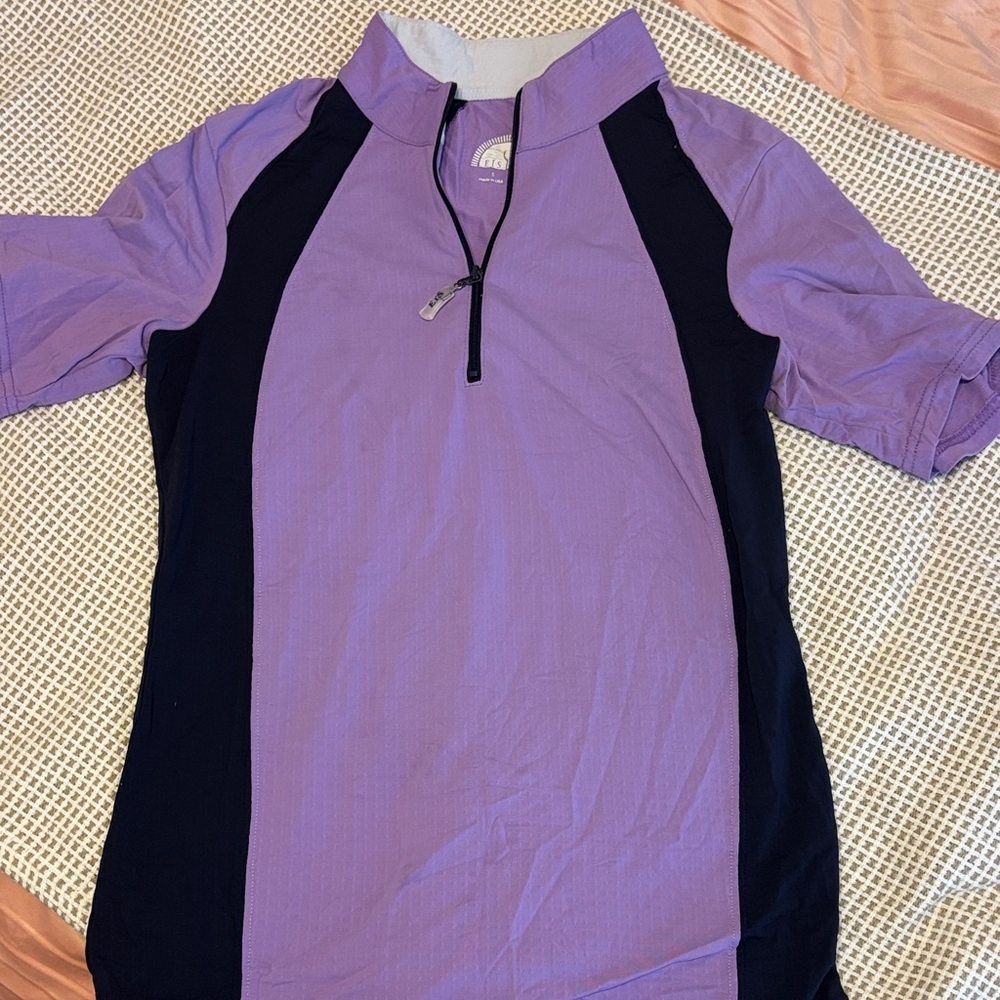 Women's Purple and Black Quarter-Zip Top